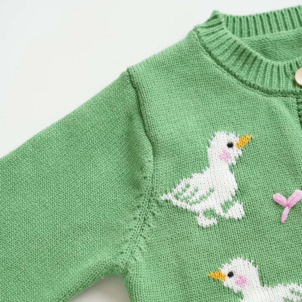 ! Meisjes Eend Gebreid Vest – 100% Katoenen Cardigan