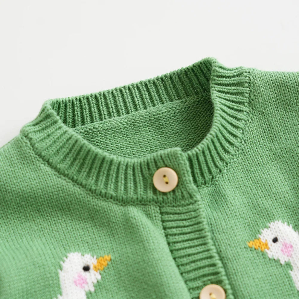 ! Meisjes Eend Gebreid Vest – 100% Katoenen Cardigan